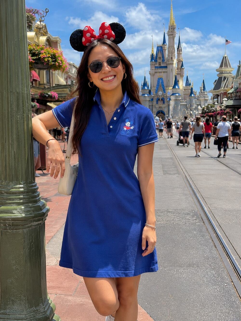 Disney Store Mickey Mouse Tennis Polo Dress Blue Adult Large Golf Preppy Casual
